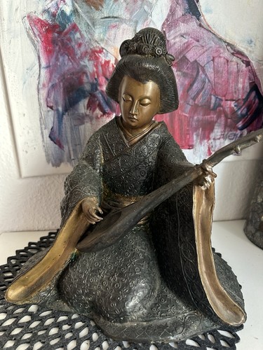 Bronze figur musikern - figur,
