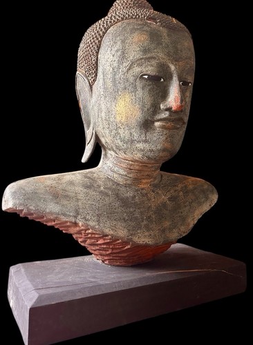 Großer antiker buddha kopf - antiker, /