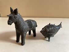 antik Figuren Esel Fisch